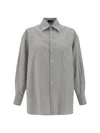 Etro Floral Jacquard Oversized Shirt With Asymmetrical Hem In Gray