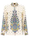 Etro Ivory Paisley Print Silk Twill Shirt