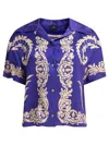 Etro Blue Floral-print Viscose Shirt