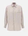 Etro Logo Pocket Striped Cotton Shirt In Gray