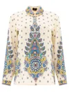 Etro Ivory Paisley Print Silk Twill Shirt