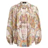 Etro Pleated Paisley Print Cotton Shirt In Beige