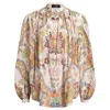 Etro Pleated Paisley Print Cotton Shirt In Beige