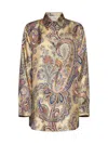 Etro Paisley Printed Button-up Shirt In Beige