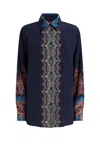 Etro Paisley-print Silk Shirt In Blue