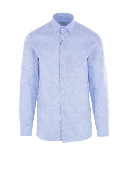 Etro Paisley-jacquard Shirt In Blue