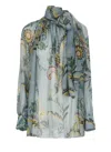 Etro Floral Long Sleeve Loose Fit Top In Blue