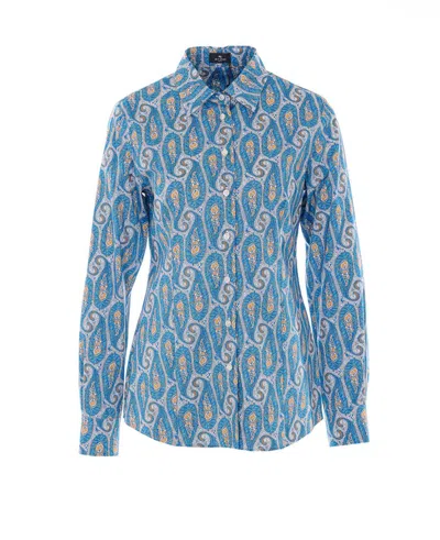 Etro Light Blue Shirt With Frontal Buttons Closure