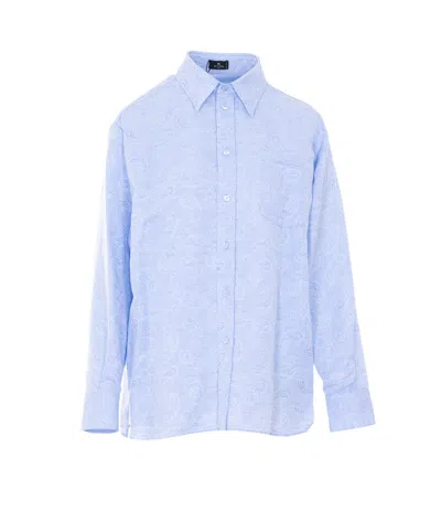 Etro Paisley-print Linen And Cotton-blend Shirt In Blue