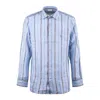 Etro Light Blue Linen Striped Shirt With Logo