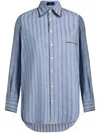 Etro Oversized Light Blue Jacquard Cotton Shirt In Blue