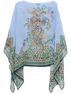 Etro Blue Cape With All-over Paisley Print In Silk Woman In Blue Fdo Print