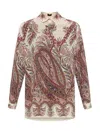 Etro Paisley Print Silk Shirt With Collared Neck In Brown