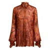 Etro Floral-printed Pleated Shirt In Brown