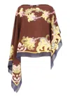 Etro Paisley-print Silk Poncho In Brown