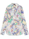 Etro Cotton Shirt With Floral Print And Collared Neck In Multicolour