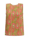 Etro Paisley Foliage Sleeveless Top Button Detail In Green