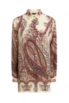 Etro Paisley Print Silk Shirt With Collared Neck In Multi