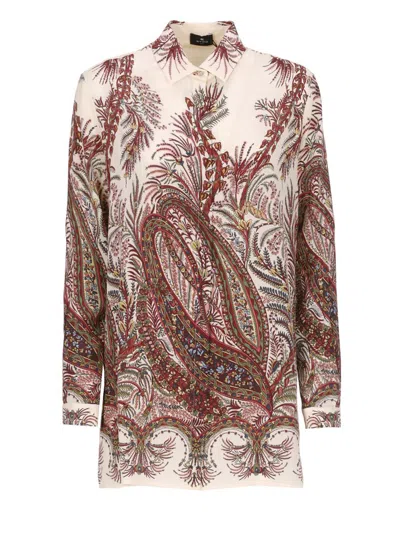 Etro Paisley Print Silk Shirt With Collared Neck In Multi