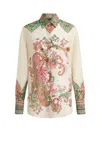 Etro Multicolor Shirt With Classic Collar And All-over Paisley Print In Cotton And Silk Woman In Multicolor