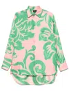 Etro Pink Silk Shirt With Green Print Women In Multicolor