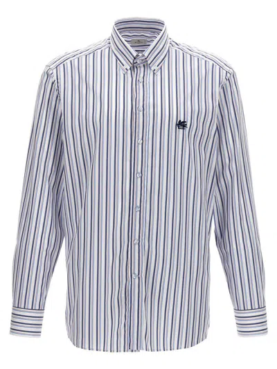 Etro Logo Embroidery Shirt Shirt And Blouse Multicolor In Azure