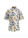 Etro Floral-print Short Sleeved Cotton Shirt In Multicolour