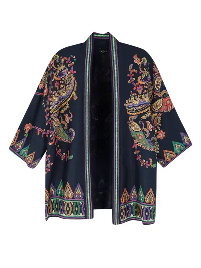 Etro Silk Paisley Kesa Jacket In Blue