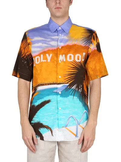 Etro Graphic-print Short-sleeve Shirt In Blue
