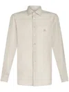Etro Pegaso-embroidered Mélange-effect Shirt In Neutrals