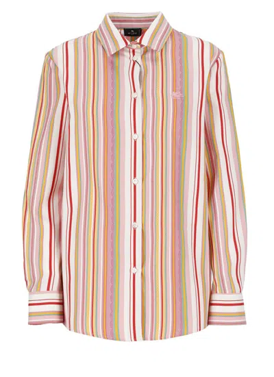 Etro Striped Jacquard Cotton Shirt In Multi