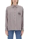 Etro Pegaso-embroidered Striped Shirt In Pink