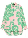 Etro Pink Silk Shirt With Green Print Women In Purple