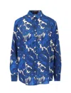 Etro Silk Shirt With Maxi Floral Print In Stampa F.do Azzurro
