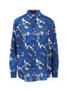 Etro Silk Shirt With Maxi Floral Print In Stampa F.do Azzurro