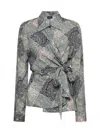 Etro Multicolor Patchwork-print Wraparound-style Shirt In Stampa F.do Bianco