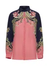 Etro Enchanted Floral Long-sleeve Silk Engineered Shirt In Stampa F.do Blu