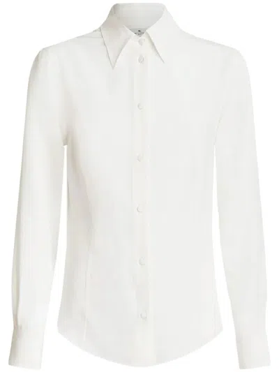 Etro Long-sleeved Silk Shirt In White