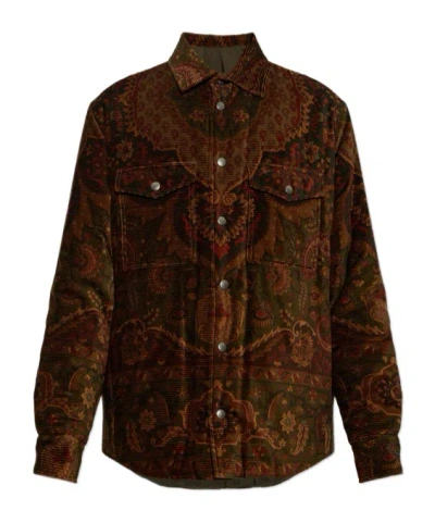 Etro Shirt-style Padded Jacket In Brown