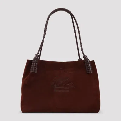 Etro Shopping Libra Mini Suede Shoulder Bag In Orange