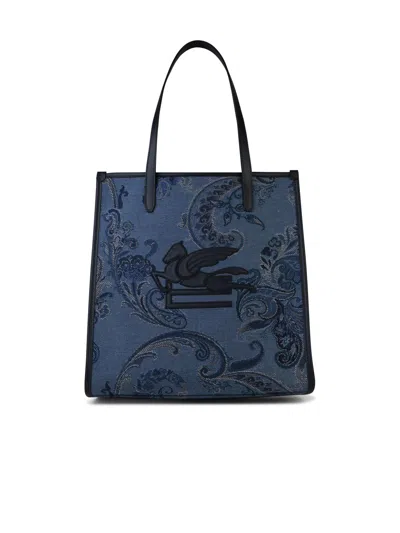 Etro Shopping Love Trotte Blue Jacquard Bag