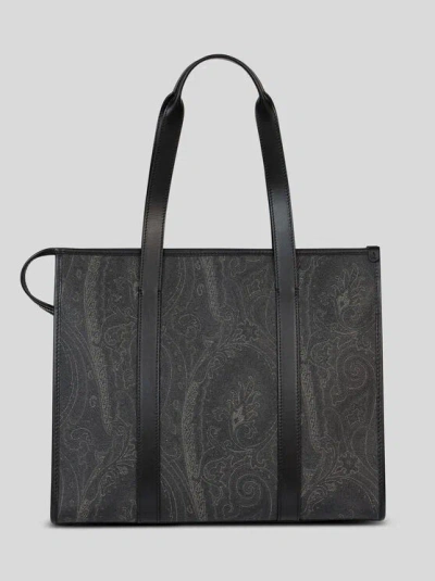 Etro Shoppingtasche Paisley In Schwarz