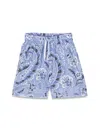 Etro Printed Cotton Poplin Shorts In Baby Blue