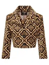 Etro Tapestry Patterned Cropped Velvet Jacket In Black