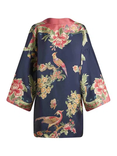 Etro Floral-print Twill Silk Dress In Blue