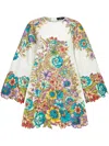 Etro Floral-print Cotton Minidress In Multicolour