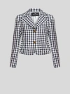 Etro Gingham-check Short Jacket In Navy Blue