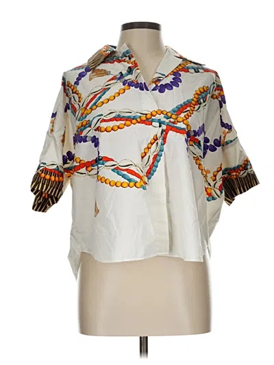 Pre-owned Etro Short Sleeve Blouse In White