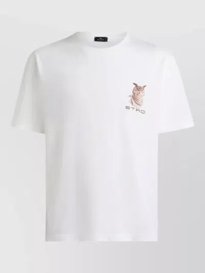 Etro Short Sleeve Cotton Jersey T Shirt In White