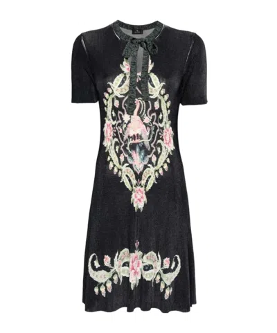 Etro Short Sleeve Dress In Black